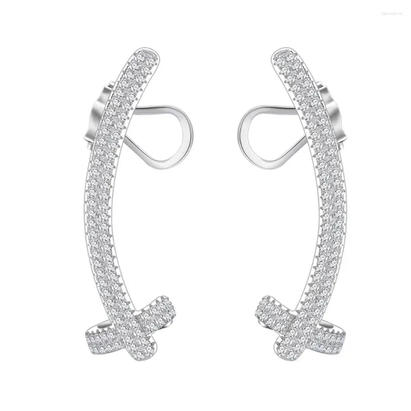 Orecchini con retro alla moda Micro intarsiato con diamante pieno S925 Clip per orecchio in argento senza fori Gioielli personalizzati e versatili di fascia alta