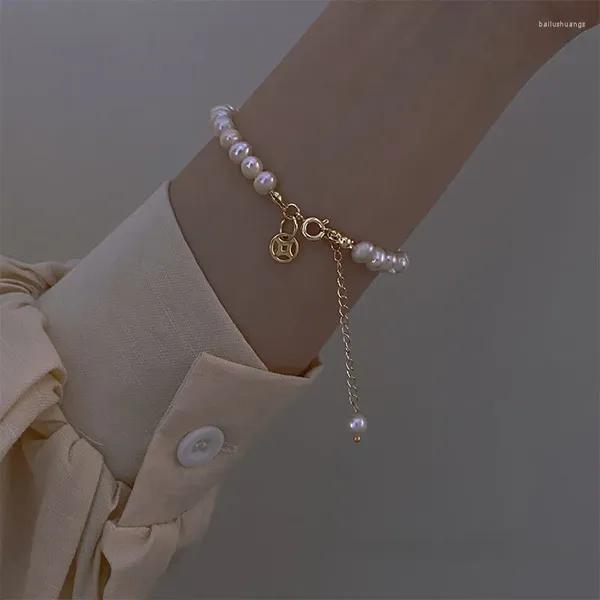 Charm Armbänder Imitation Perle Hohl Kupfer Geld Verstellbares Armband Für Frauen Schmuck Mädchen Tochter Geburtstagsgeschenke