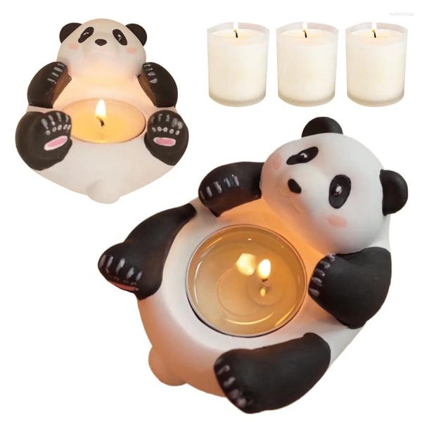 Mum tutucular panda tutucu alçı karikatür çay lambası çok işlevli masa merkezinde ev dekorasyonu