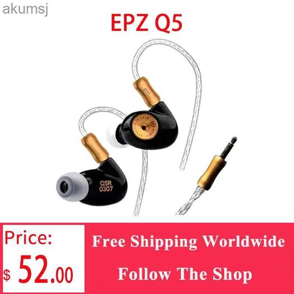 Fones de ouvido de telefone celular EPZ Q5 Fones de ouvido com fio HIFI Cerâmica Carbono Nano Bobina móvel IEM no monitor de ouvido MMCX Cabo removível Earbuds Gaming Headset YQ240304