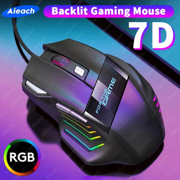 Mouse da gioco Esports Mouse 3200 DPI 7 tasti Mouse da gioco RGB Light Mouse da gioco ergonomico cablato per computer PC Accessori per laptop Mouse