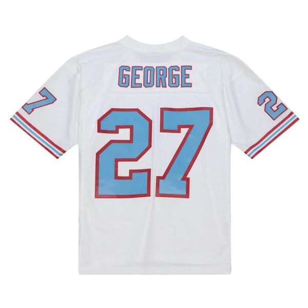 Costurado Futebol Jersey 27 Eddie George 1997 Branco Azul Malha Retro Rugby Jerseys Homens Mulheres e Juventude S-6XL