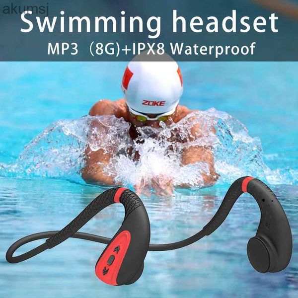 Fones de ouvido de telefone celular Q1 Professional Swimming Headset Bluetooth 5.0 Built-in 8G Memory MP3 Player com microfone IPX8 fone de ouvido à prova d'água para YQ240304