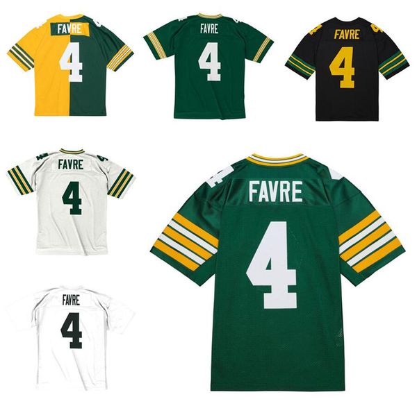 Costurado camisa de futebol 4 Brett Favre 1996 malha verde retro rugby jerseys homens mulheres e jovens S-6XL