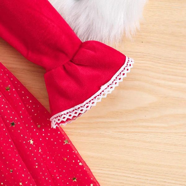 Vestidos de menina 1-5t bebê meninas vestido de natal roupa renda lantejoulas estrelas lua tule alargamento manga longa bandana