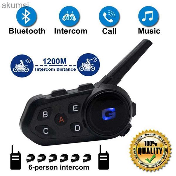 Cep Telefonu Kulaklıklar S6 Motosiklet İntercom Kask Kablosuz Bluetooth Kulaklık Motos Kros 1200m 6 Biniciler InterpheS Interphe Water Popess YQ240304