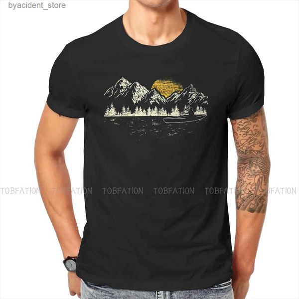 T-shirt da uomo Foresta di montagna Kayak Canoa Canoa Maglietta casual Canoa Style Streetwear Maglietta per il tempo libero Uomo Manica corta Idea regalo speciale L240304