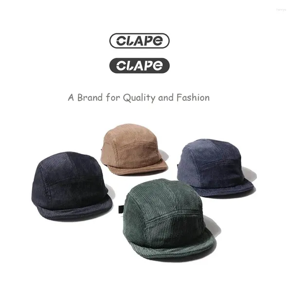 Bola Caps Clape Corduroy Borda Curta Boné de Beisebol Clássico 5 Painel Snapback Ajustável Pai Chapéus Cor Sólida Soft Fitted Kappe