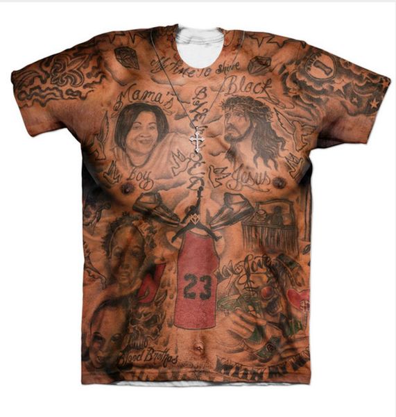 Mais recente moda masculina feminina jr smith tatuagens vintage tribo indiana tatto engraçado impressão 3d camiseta casual abcq11539518560