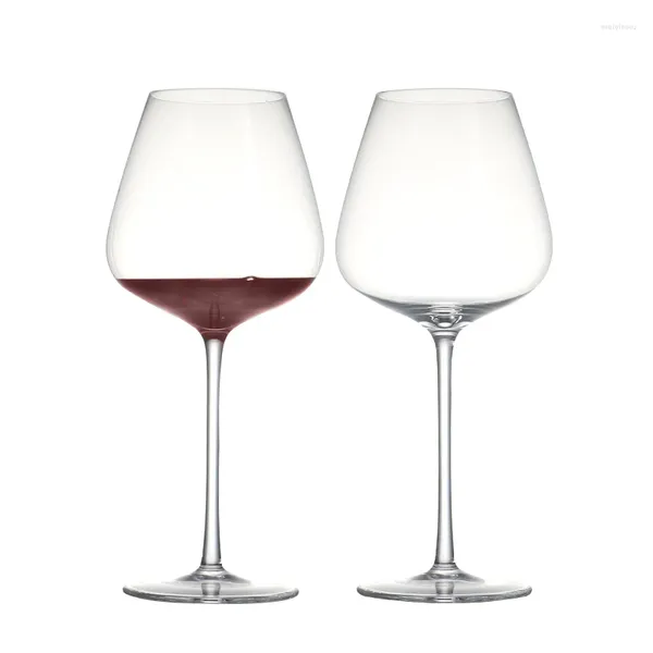 Weingläser-Set, 2 Stück, 900 ml, bleifreies Kristallglas, Rot, hochwertige handgefertigte Glaswaren für Hochzeit, Familienfeier