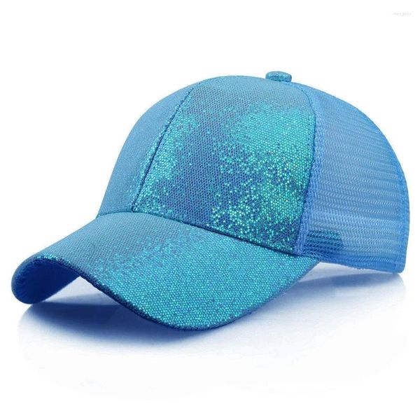 Berretti da baseball da donna Ragazza Berretto da baseball Paillettes Lucidi Messy Bun Cappello da sole Snapback Cappelli per eleganti ClassicZ0126