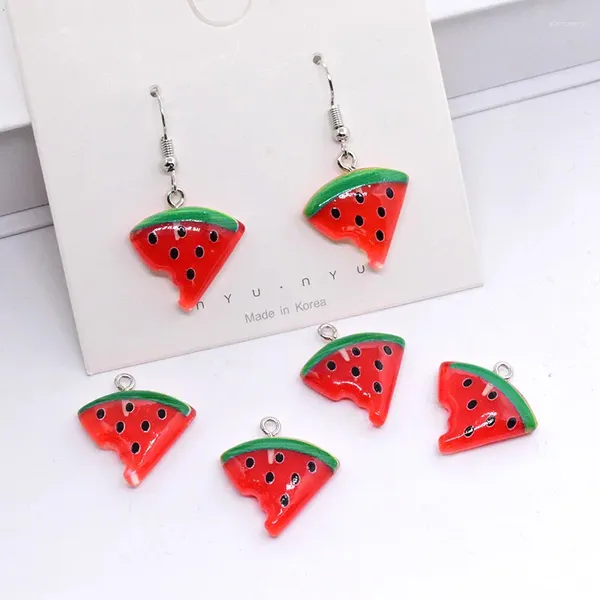 Encantos 10 pçs brilhante triângulo melancia resina brinco flatback borken pingente de frutas para pulseira chaveiro diy jóias fazer