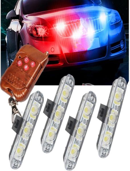 Drahtlose Fernbedienung 4x3led Krankenwagen Polizei Licht DC 12V Strobe Warnlicht für Auto LKW Notfall Licht Blinkende Feuerwehr Lichter1957398