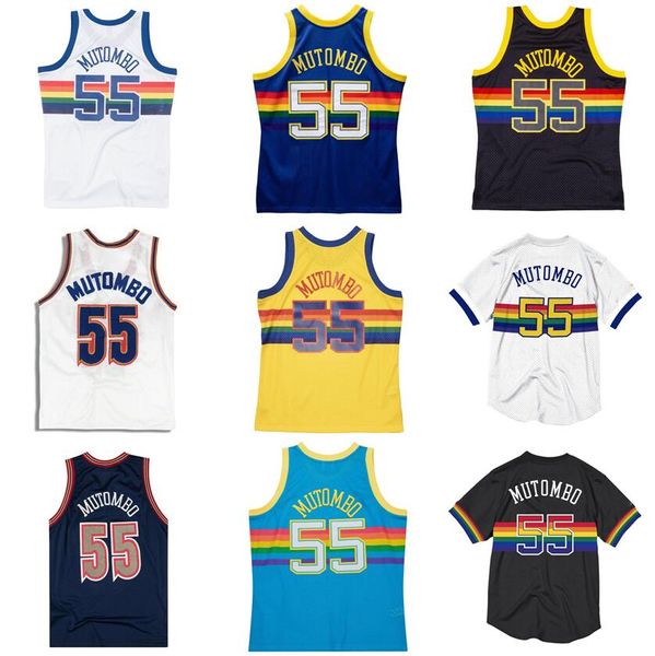 Costurado Jerseys de Basquete Dikembe Mutombo 1990-91 91-92 Malha Hardwoods Clássico Retro Jersey Homens Mulheres Juventude S-6XL