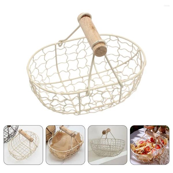 Set di stoviglie Cesto portaoggetti in ferro battuto Cesto porta frutta Bancone pane Organizzatore da cucina Creativo stile retrò Supporto da tavolo per bambini