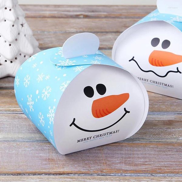 Envoltório de presente (50 peças/lote) Feliz Natal Crianças Sorriso Boneco de Neve Bolo Caixa de Biscoitos Barriga Santa Biscoito de Papel B073