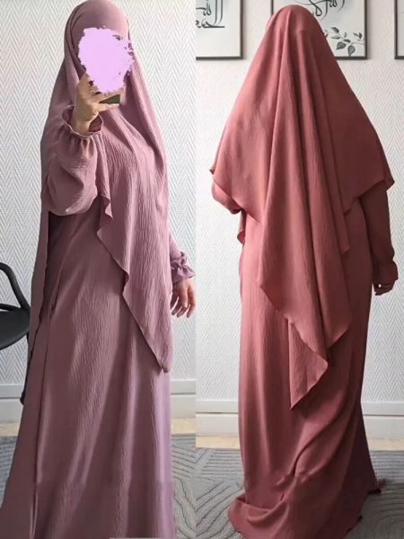 Vestidos eid mulheres muçulmanas abaya longo khimar vestido 2 peça conjunto oração vestuário abaya hijab capa completa robe ramadan kaftan jilbab djellaba