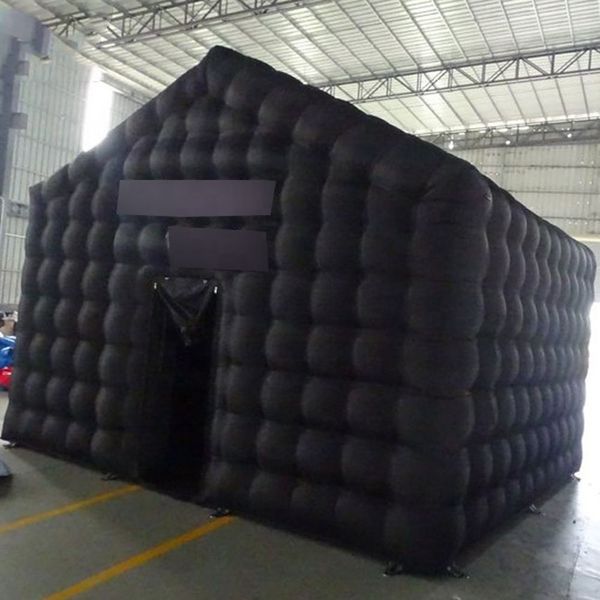 Tenda gonfiabile su misura del nightclub del partito nero portatile di Oxford con stampa del LOGO 10x10x4mH (33x33x13.2ft) grande cabina gonfiabile del cubo per la discoteca Weddin