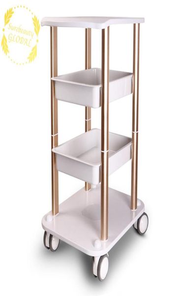 Carrello per mobili da salone Carrello per styling spa con piedistallo Carrello con rotelle a due ripiani in alluminio ABS disponibile negli Stati Uniti nel centro estetico5368783