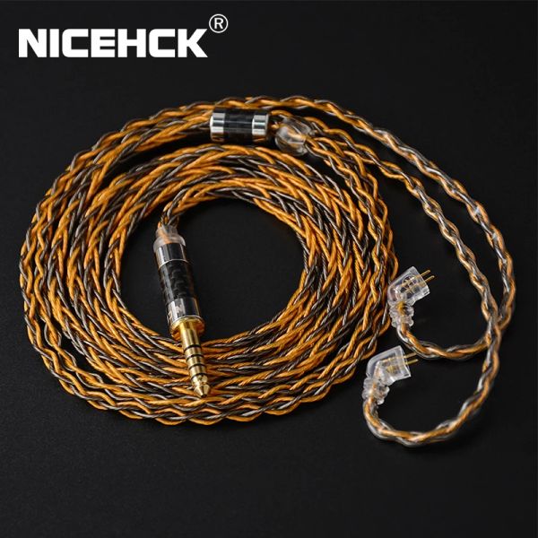 Kulaklıklar Nicehck 8 Çekirdek Gümüş Kaplama ve Bakır Karışık Kulaklık Yükseltme Kablosu 3.5/2.5/4.4mm MMCX/QDC/0.78 DB3 Moondrop tanchjim için 2pin