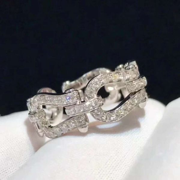 Desginer Freds joias Fei Jia High Edition v anel de fivela de ferradura de ouro para mulheres com revestimento de ouro rosa 18k espessado elegante anel de casal de diamante completo