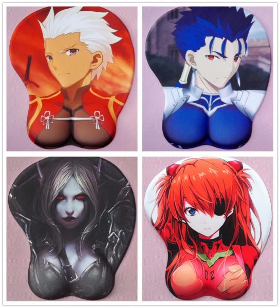 Almofadas 2018 nova versão anime japonês 3d mouse pad pulseiras dos desenhos animados criativo sexy mouse pad peito beleza mouse pad frete grátis