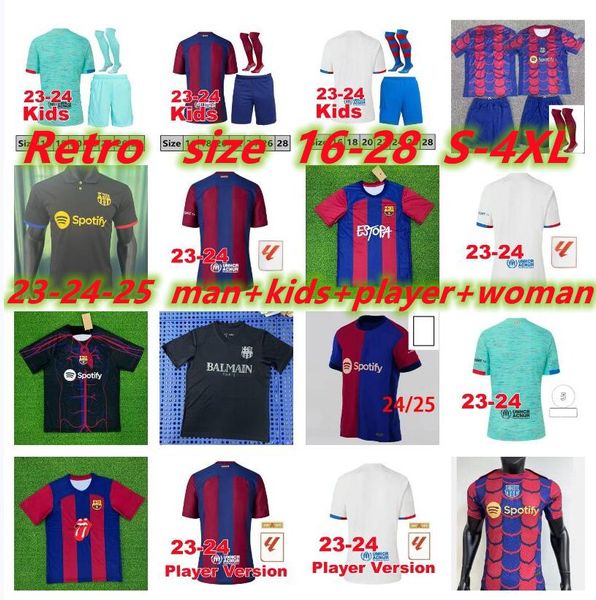 23 24 25 Футбольная майка Барселоны PEDRI GAVI M E S S I Barca LEWANDOWSKI FC FERRAN Camiseta De Futbol AUBA JOAO CANCELO 2023 2024 ANSU FATI Футбольная форма Барселоны Мужчины Дети