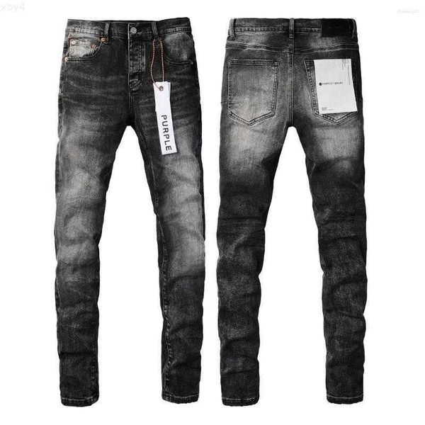 Jeans da uomo da uomo 2024 viola per uomo marca rattoppato bianco slim streetwear lavato pantaloni lunghi in denim con foro distruttoBWMI