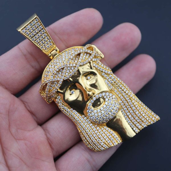 Benutzerdefinierte Silber vergoldet Jesus Kopf Hip Hop Schmuck Anhänger Halskette