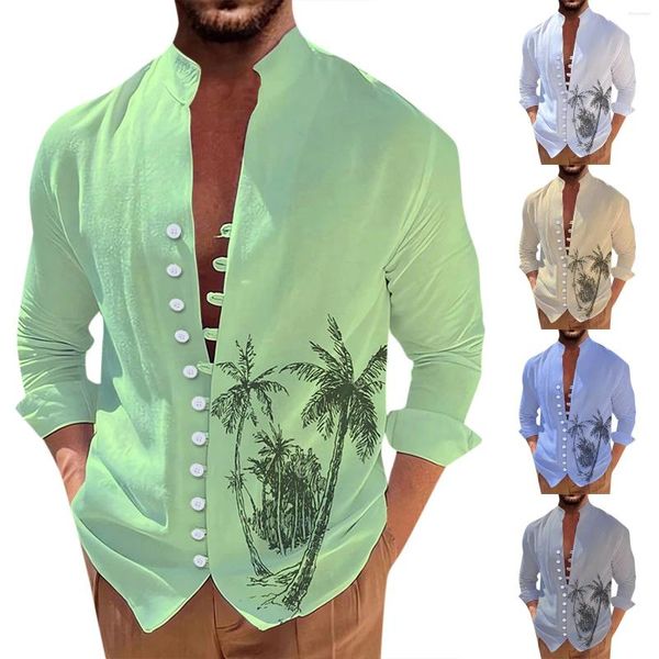 Camicie casual da uomo Camicia oversize T-shirt grafica elegante e qualificata con stampa a maniche lunghe Camisas Masculina