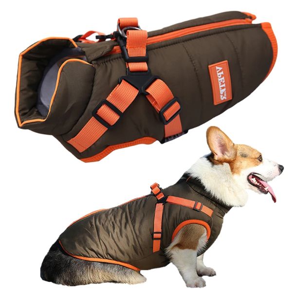 Jaquetas de inverno para cães, roupas à prova d'água, quente, de algodão para animais de estimação, para corgi, buldogue francês, roupas para cães pequenos e médios, casaco de cachorro