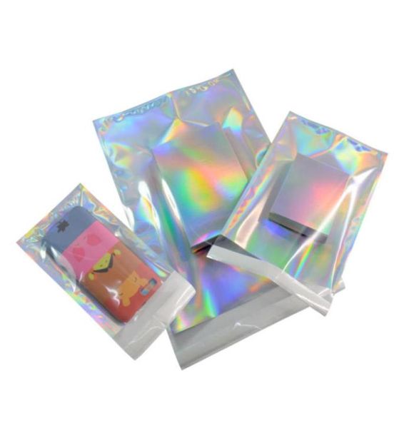 Aluminiumfolie Laser Mailer Pakete Taschen Paket Express Umschläge Klare Vorderseite Für Telefonhülle Zubehör Weihnachtsgeschenk Statione8032648