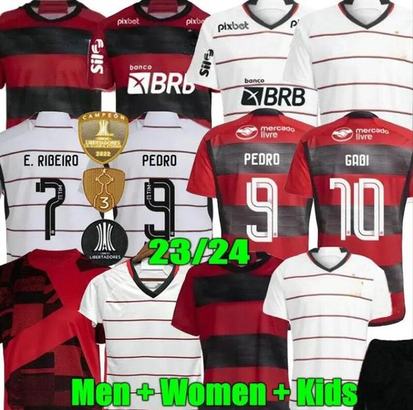 23 24 25 Flamengo Soccer Jerseys 2023 2024 DIEGO E.RIBEIRO GABRIEL B. GABI PEDRO VIDAL DE ARRASCAETA GERSON B.HENRIQUE Camisa Mengo Homens Mulheres Kit Infantil Futebol