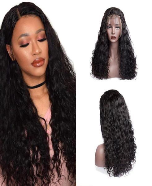 Modernshow su bakire insan saç perukları 180 Yoğunluk Tam Dantel Brezilya İnsan Saç Perukları Siyah Kadınlar Önceden Kapanmış Remy Hair8902717