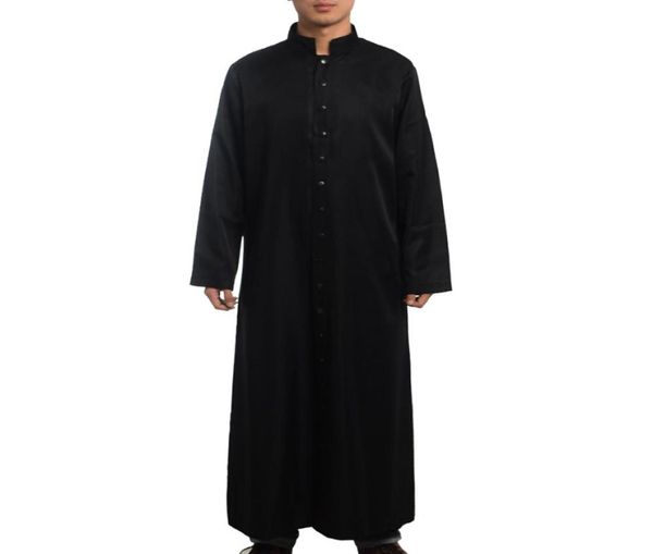 Sacerdote romano Tonaca Costume Chiesa cattolica Clero Abito nero Abito Sacerdote Paramenti Monopetto Pulsante Uomini adulti Cosplay7782237