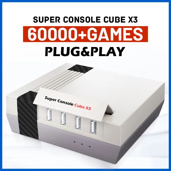 Consoles Super Console CUBE X3 Retro Video Game Console para DC / Sega Saturn / Arcade com 60000 jogos 8K / 4K HD Android TV Box Game Player