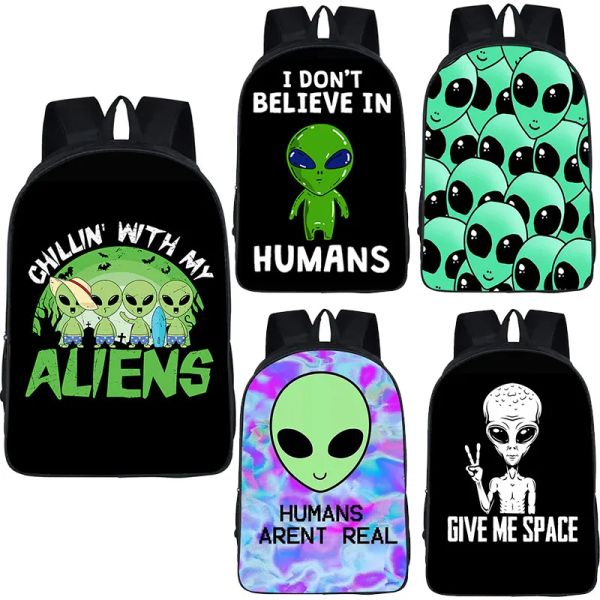 Zaino Alien UFO L Want To Believe Stampa Zaino Donna Uomo Zaini per adolescenti Ragazzi Ragazze Bambini Borsa per libri Borse per laptop Hip Hop