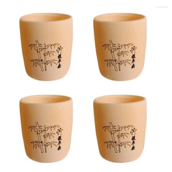 Стаканчики H7EA, 4 упаковки, чашки из натурального бамбука, японская вода для питья кофе