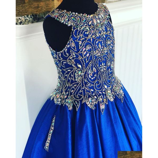 Abiti da spettacolo per ragazze Abito blu royal per adolescenti Juniors 2021 Strass Cristalli Abito lungo Bambina con cerniera Festa formale Rosie Dhtwc