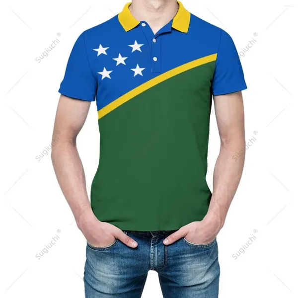 Polos masculinos unissex polo camisa ilhas bandeira 3d impressão homem moda roupas de treino mangas curtas