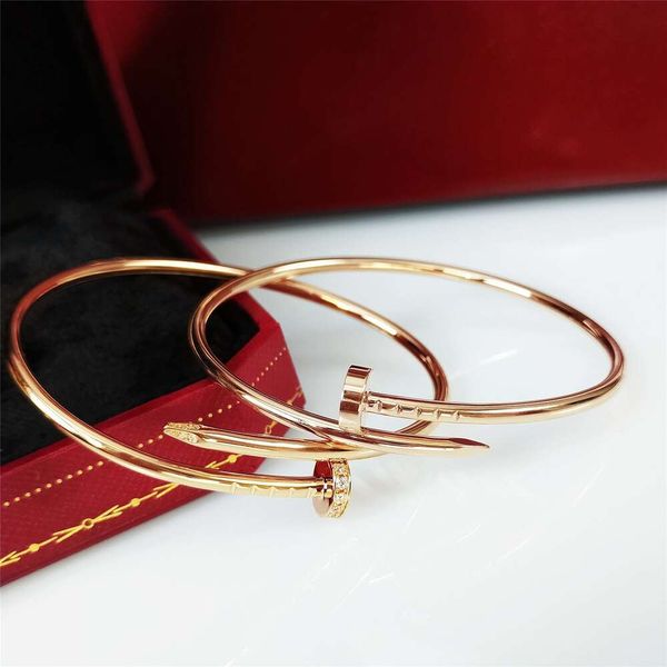 Carter alta pulseira feminina precisão artesanato grosso banhado 18k ouro rosa broca completa incrustada pulseira de diamante joias