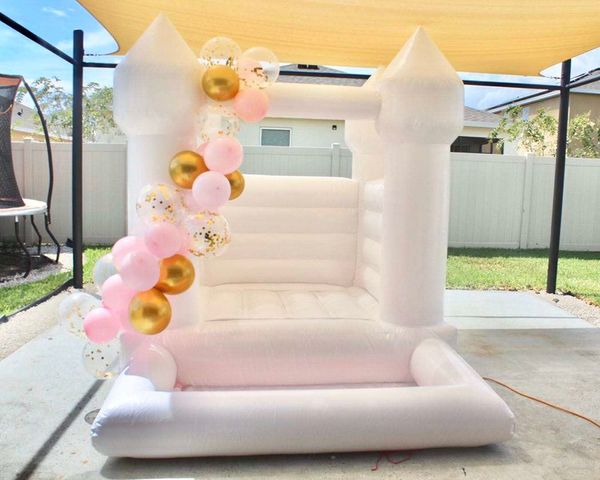 Atacado 3x3m (10x10ft) completo PVC Casamento Mini Criança Jumper Castelos Pequeno Branco Inflável Bounce House Castelo Bouncy Slide Ball Pit para Crianças