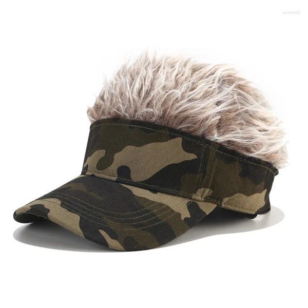 Ballkappen Kreative Männer Kurze Perücke Camouflage Baseballkappe Einstellbar Lässig Tennis Hut Hüte Für Outdoor Punk Straße Gefälschte Haar