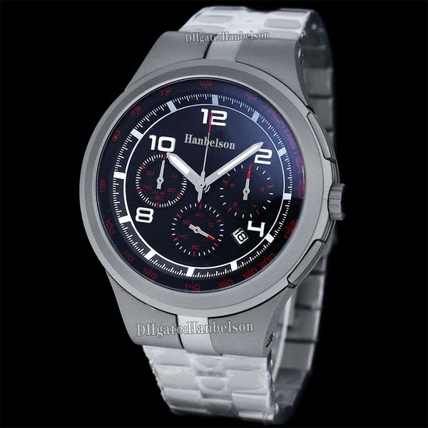 Mens Watch Titanyum Görünümü Japonya Kuvars Hareket Zamanlama Saat Bileği Saatler 44mm Kronograf Gri Bilek Saati