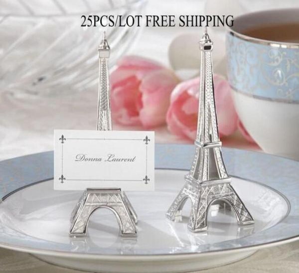 Eiffel Tower'ın Etkinlik ve Parti Favorları Düğün Masa Dekorasyonu için Eşleşen İsim Kartı ile Yer Kart Sahibi 25pcs7486434