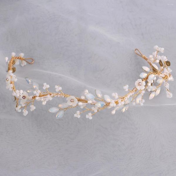 Fermagli per capelli Elegante copricapo da sposa fatto a mano in cristallo e floreale con vite. Gioielli da sposa