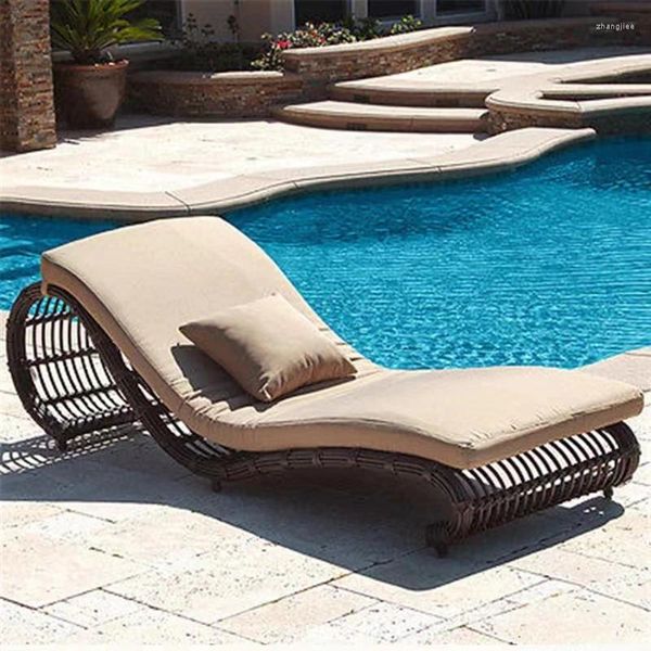 Camp Furniture Outdoor Rattan Bett Innenhof Garten Wasserdicht und Sonnenschutz Lounge Stühle El Clubs Schwimmbäder Freizeit Runde Betten T