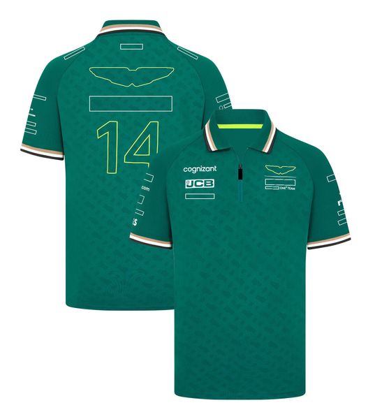 Vinh Men's Polos F1 2024 Oficial de piloto de camiseta oficial Fórmula 1 Camisa de pólo de corrida Mesma curta Fãs Summer Fashion Green Jersey T-shirt Custom