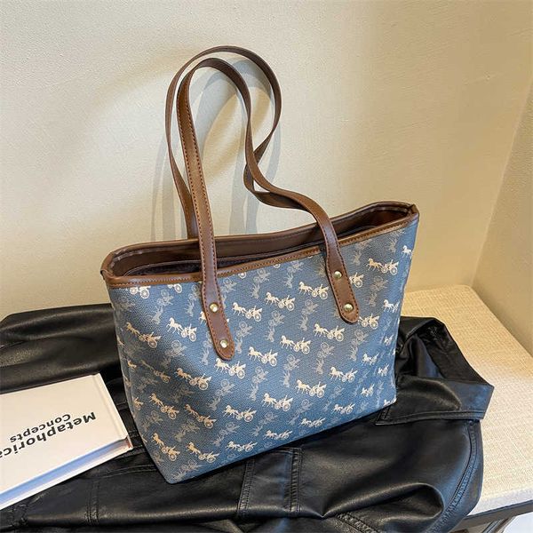 Borsa a tracolla alla moda di grande capacità Borsa da donna con stampa retrò Borsa per pendolari 031124a