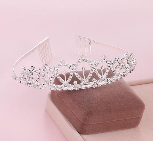 Prata meninas cabeça peças princesa coroa flor menina acessórios de cabelo para casamento pequenas tiaras cristal crianças formal wear com combs6270186